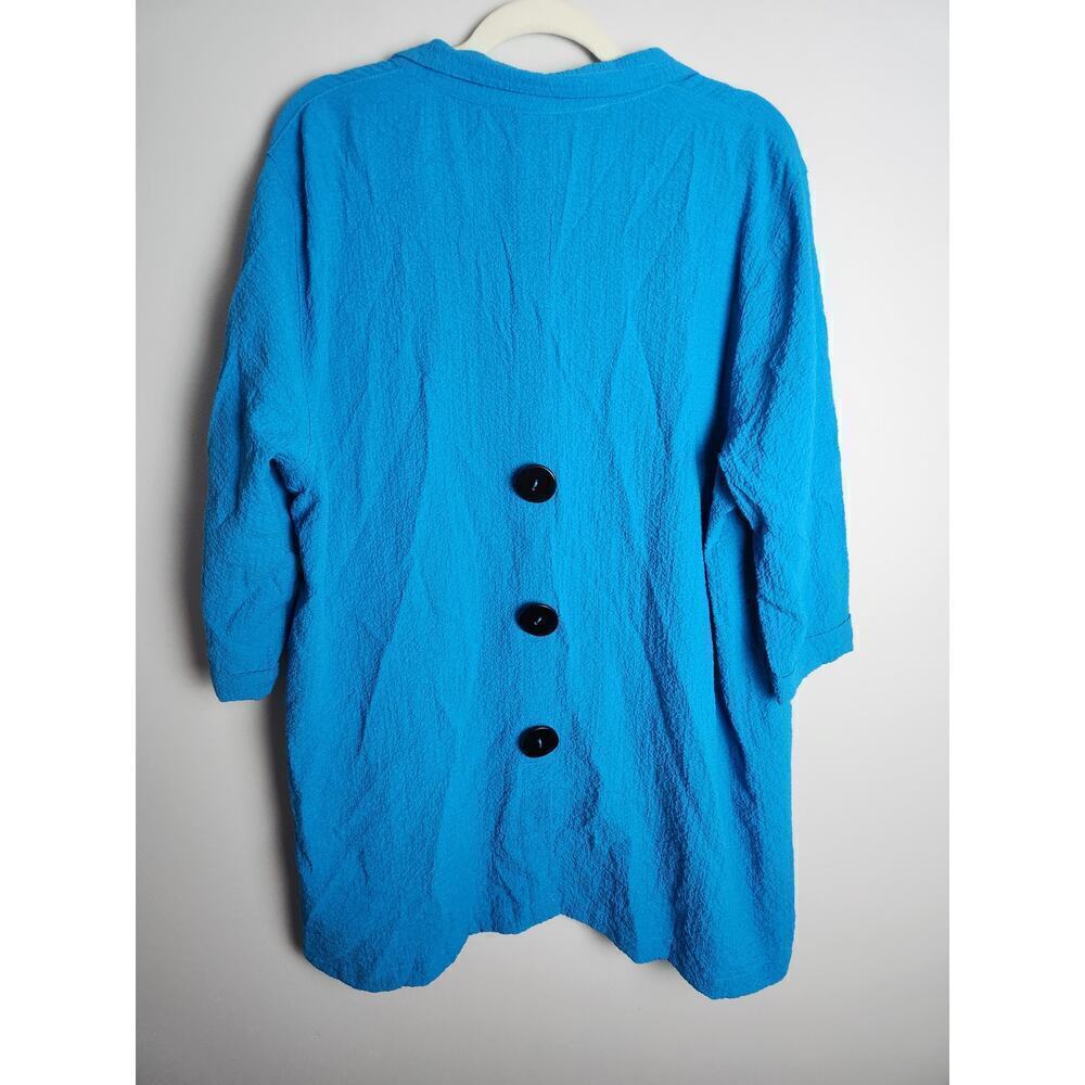Ali Miles Gauzy Lagenlook Tunic sz 1X artsy art to wear button details pocket - Picture 4 of 8